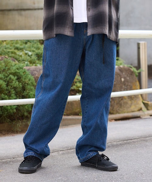 ウェビングベルト付き バルーン ワイドデニムパンツ（デニムパンツ