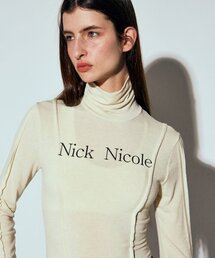 NICOLE PINTUCK LINE TURTLENECK TOP_LIGHT BEIGE