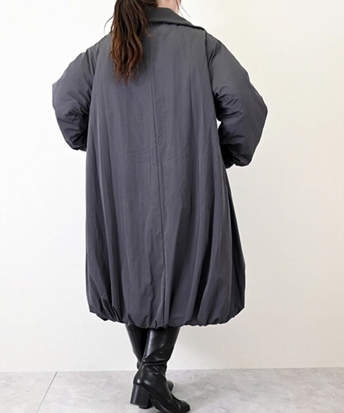 STYLEBLOCK(スタイルブロック)の「タフタ中わたバルーンリブコート(ダウンジャケット/コート・レディース・ホワイト系その他/チャコールグレー/ブラック・M)」の9枚目の写真