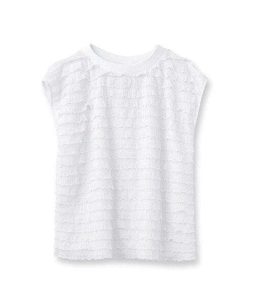 PROVOKE （プロヴォーク）の「PROVOKE（プロヴォーク）【別注】フリルフレンチスリーブトップス（Tシャツ/カットソー・レディース・ブラック/ホワイト/ナチュラル・00）」の2枚目の写真