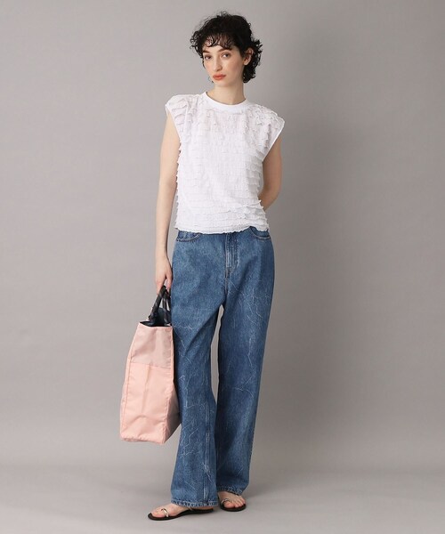 PROVOKE （プロヴォーク）の「PROVOKE（プロヴォーク）【別注】フリルフレンチスリーブトップス（Tシャツ/カットソー・レディース・ブラック/ホワイト/ナチュラル・00）」の6枚目の写真