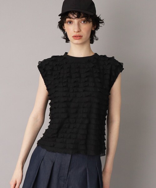 PROVOKE （プロヴォーク）の「PROVOKE（プロヴォーク）【別注】フリルフレンチスリーブトップス（Tシャツ/カットソー・レディース・ブラック/ホワイト/ナチュラル・00）」の14枚目の写真