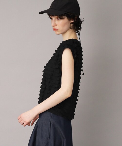 PROVOKE （プロヴォーク）の「PROVOKE（プロヴォーク）【別注】フリルフレンチスリーブトップス（Tシャツ/カットソー・レディース・ブラック/ホワイト/ナチュラル・00）」の15枚目の写真