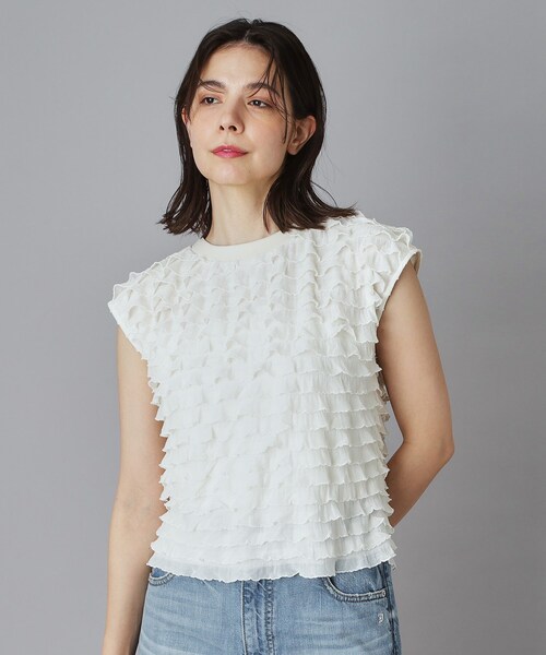 PROVOKE （プロヴォーク）の「PROVOKE（プロヴォーク）【別注】フリルフレンチスリーブトップス（Tシャツ/カットソー・レディース・ブラック/ホワイト/ナチュラル・00）」の20枚目の写真