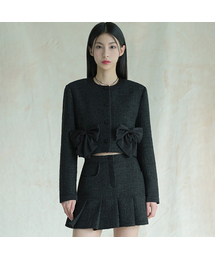 Ribbon Tweed Crop Jacket BLACK