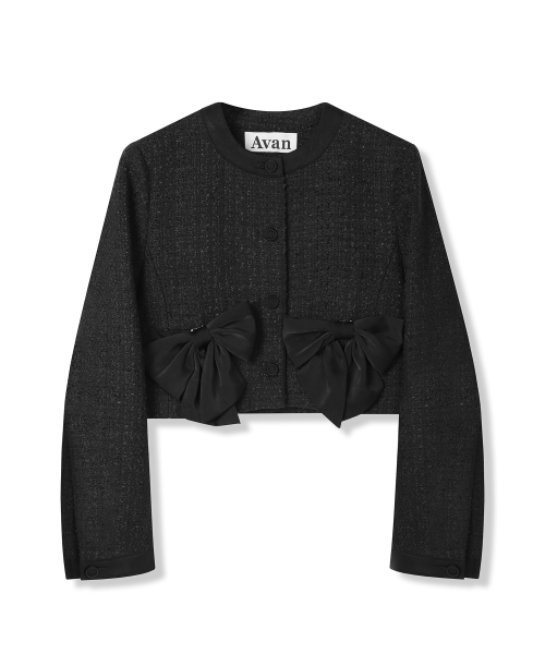 AVANDRESS(アバンドレス )の「Ribbon Tweed Crop Jacket BLACK(テーラードジャケット・レディース・ブラック・SMALL/MEDIUM)」の2枚目の写真
