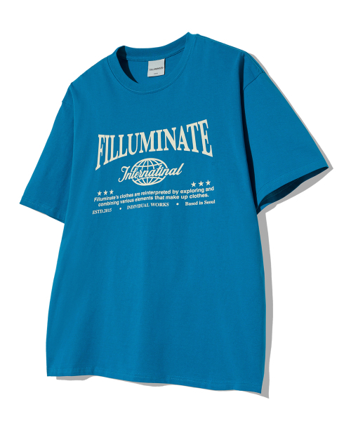 F.ILLUMINATE(フィルミネイト)の「インターナショナルラウンドTシャツ-ブルー(Tシャツ/カットソー・レディース・その他・MEDIUM/LARGE/SMALL)」の1枚目の写真