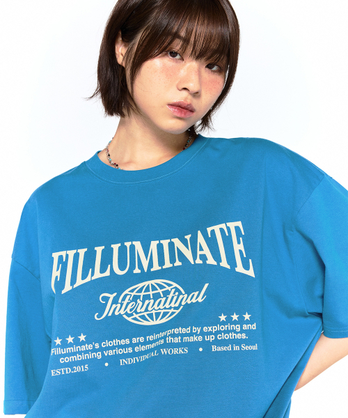 F.ILLUMINATE(フィルミネイト)の「インターナショナルラウンドTシャツ-ブルー(Tシャツ/カットソー・レディース・その他・MEDIUM/LARGE/SMALL)」の4枚目の写真