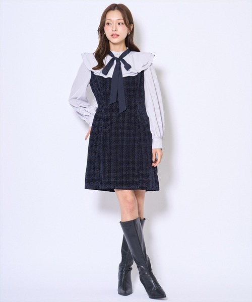 AND COUTURE(アンドクチュール)の「ボウタイミニワンピース(ワンピース・レディース・ブラック/ネイビー・FREE)」の7枚目の写真