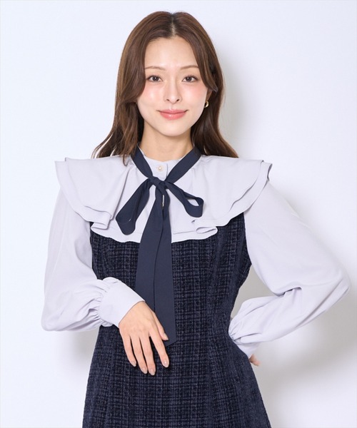 AND COUTURE(アンドクチュール)の「ボウタイミニワンピース(ワンピース・レディース・ブラック/ネイビー・FREE)」の10枚目の写真