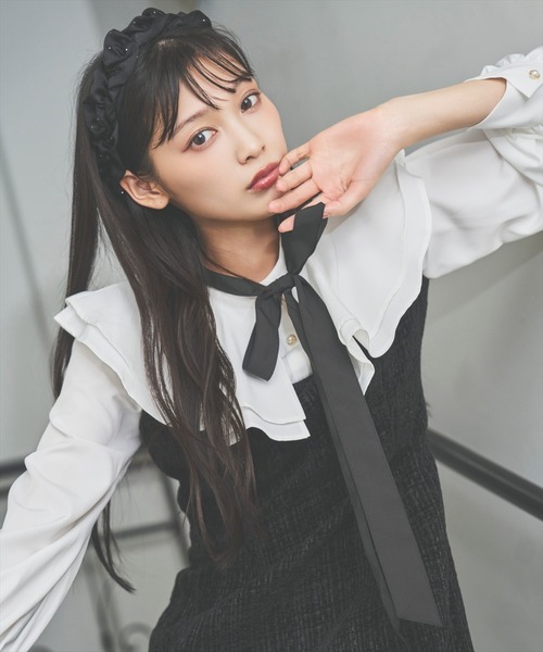 AND COUTURE(アンドクチュール)の「ボウタイミニワンピース(ワンピース・レディース・ブラック/ネイビー・FREE)」の16枚目の写真
