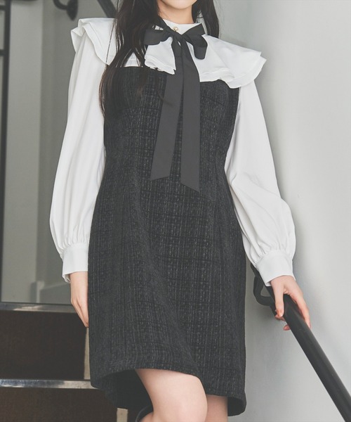 AND COUTURE(アンドクチュール)の「ボウタイミニワンピース(ワンピース・レディース・ブラック/ネイビー・FREE)」の20枚目の写真