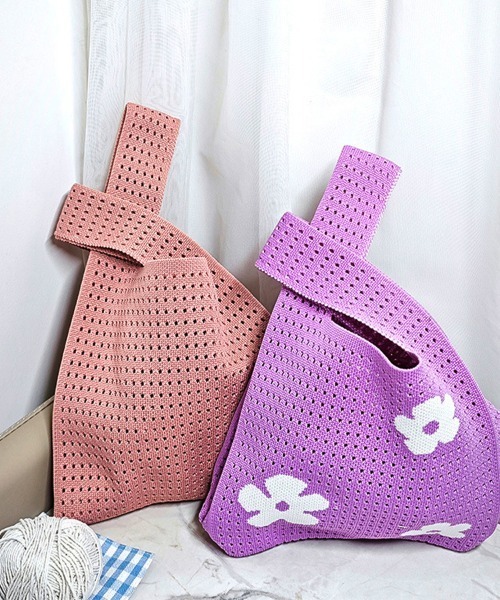 ONEP STAR(ワンピスター)の「選べる2TYPE×クロシェ編みバッグ(ハンドバッグ・レディース・ピンク/グリーン/ホワイト系その他/パープル系その他/パープル/グリーン系その他/ローズ系/ブラック/ピンク系その他/オフホワイト/ブラック系その他/ローズ・FREE)」の14枚目の写真