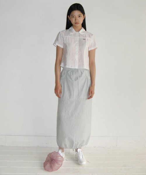SINOON(シヌーン)の「STRING LONG SKIRT (MINT GREEN)(スカート・レディース・グリーン・FREE)」の1枚目の写真
