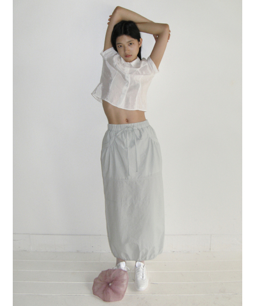 SINOON(シヌーン)の「STRING LONG SKIRT (MINT GREEN)(スカート・レディース・グリーン・FREE)」の2枚目の写真