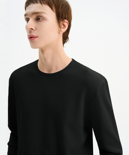 TRIP LE SENS(トリップ ル センス)の「コンフォートワッフルクロップロングスリーブTシャツ_ブラック(Tシャツ/カットソー・メンズ・その他・LARGE/MEDIUM)」の2枚目の写真