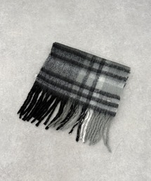 ストール マフラー チェック柄」に該当するブラック/黒色系の