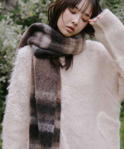 archives（アルシーヴ）の「チェックストール（マフラー・レディース・ピンク/ブラウン/ブラック/ベージュ・FREE）」の5枚目の写真