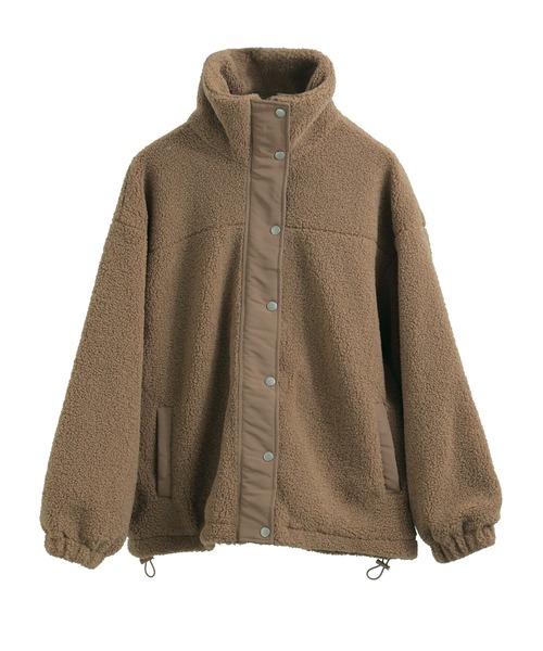 Fashion Letter(ファッションレター)の「スタンドカラー オーバーサイズ ボアブルゾン(ダウンジャケット/コート・レディース・アイボリー/ブラック/モカ・M)」の11枚目の写真