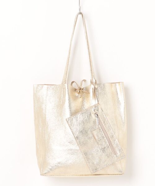 MARLON FIRENZE（マーロンフィレンツェ）の「Midium Tote Bag With Pouch（トートバッグ・レディース・キャメル/グリーン/ベージュ/ゴールド/グレー/グレイッシュブルー/シルバー/ライトベージュ/ブラック/ブラウン・ONE SIZE）」の10枚目の写真