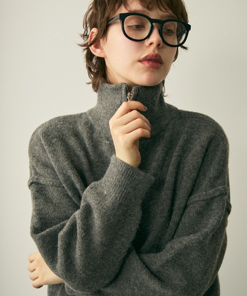 high neck double zip knit / ハイネックダブルジップニット（ニット