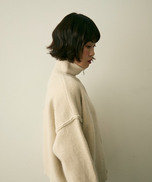 high neck double zip knit / ハイネックダブルジップニット（ニット