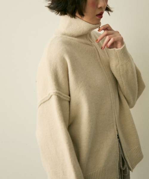 high neck double zip knit / ハイネックダブルジップニット（ニット