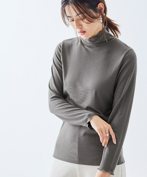 nissen(ニッセン)の「リブハイネック長袖インナー(Tシャツ/カットソー・レディース・チャコール/マスタード/ブラック・M/3L/L/LL/S)」の1枚目の写真
