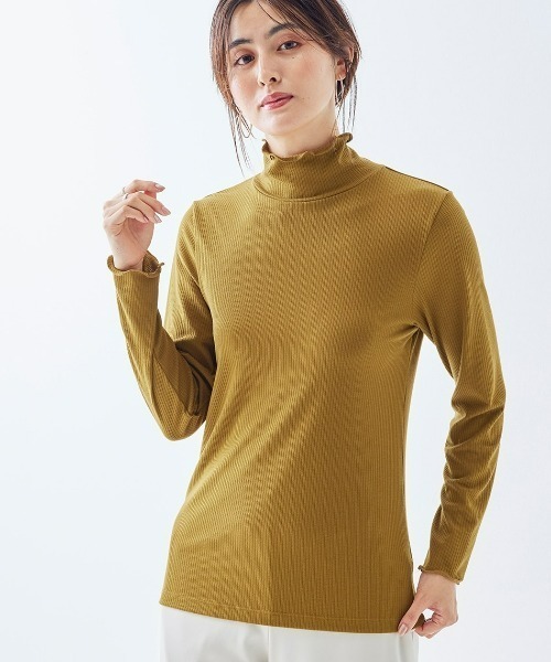 nissen(ニッセン)の「リブハイネック長袖インナー(Tシャツ/カットソー・レディース・チャコール/マスタード/ブラック・M/3L/L/LL/S)」の3枚目の写真