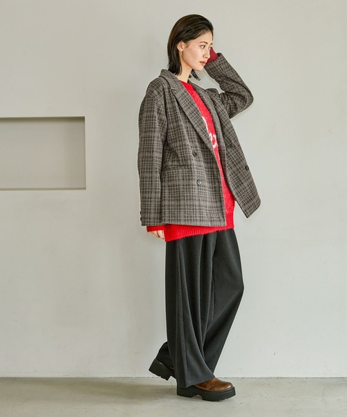 LAKOLE（ラコレ）の「起毛ダブルテーラードジャケット / 627713（テーラードジャケット・レディース・ブラウン/グレー/ブルー・FREE）」の13枚目の写真