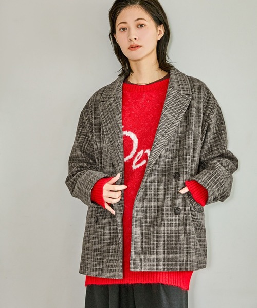 LAKOLE（ラコレ）の「起毛ダブルテーラードジャケット / 627713（テーラードジャケット・レディース・ブラウン/グレー/ブルー・FREE）」の4枚目の写真