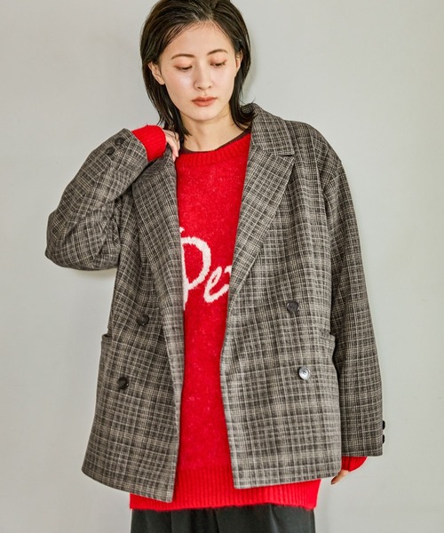 LAKOLE（ラコレ）の「起毛ダブルテーラードジャケット / 627713（テーラードジャケット・レディース・ブラウン/グレー/ブルー・FREE）」の5枚目の写真
