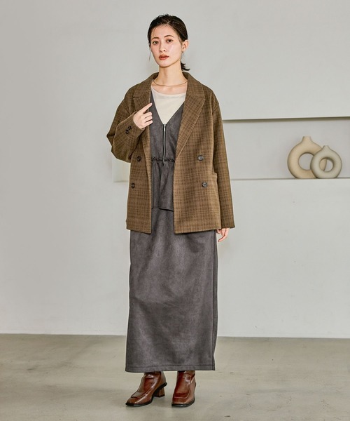 LAKOLE（ラコレ）の「起毛ダブルテーラードジャケット / 627713（テーラードジャケット・レディース・ブラウン/グレー/ブルー・FREE）」の10枚目の写真