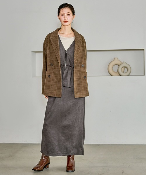 LAKOLE（ラコレ）の「起毛ダブルテーラードジャケット / 627713（テーラードジャケット・レディース・ブラウン/グレー/ブルー・FREE）」の11枚目の写真