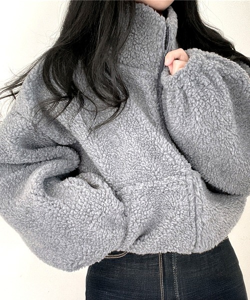 by LEGNA（バイレグナ）の「ふわもこボアショートジャケット（その他アウター・レディース・アイボリー/グレー/ネイビー・MEDIUM/LARGE/X-LARGE）」の3枚目の写真