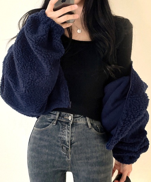 by LEGNA（バイレグナ）の「ふわもこボアショートジャケット（その他アウター・レディース・アイボリー/グレー/ネイビー・MEDIUM/LARGE/X-LARGE）」の12枚目の写真