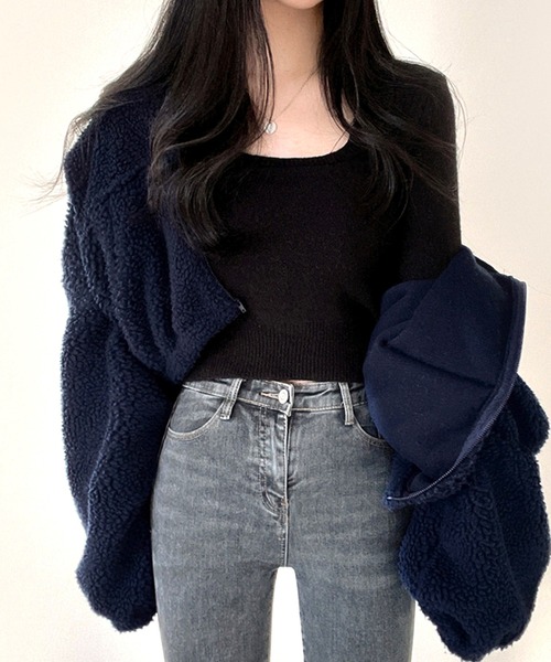 by LEGNA（バイレグナ）の「ふわもこボアショートジャケット（その他アウター・レディース・アイボリー/グレー/ネイビー・MEDIUM/LARGE/X-LARGE）」の13枚目の写真