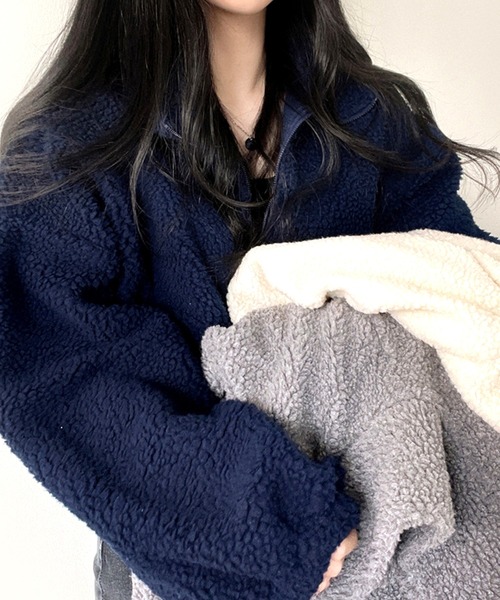 by LEGNA（バイレグナ）の「ふわもこボアショートジャケット（その他アウター・レディース・アイボリー/グレー/ネイビー・MEDIUM/LARGE/X-LARGE）」の15枚目の写真