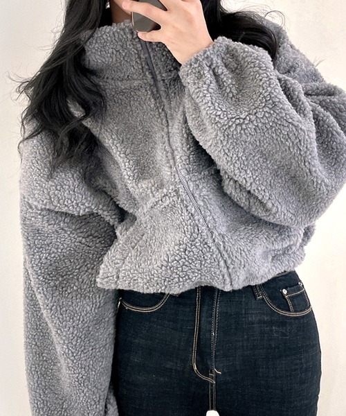 by LEGNA（バイレグナ）の「ふわもこボアショートジャケット（その他アウター・レディース・アイボリー/グレー/ネイビー・MEDIUM/LARGE/X-LARGE）」の6枚目の写真