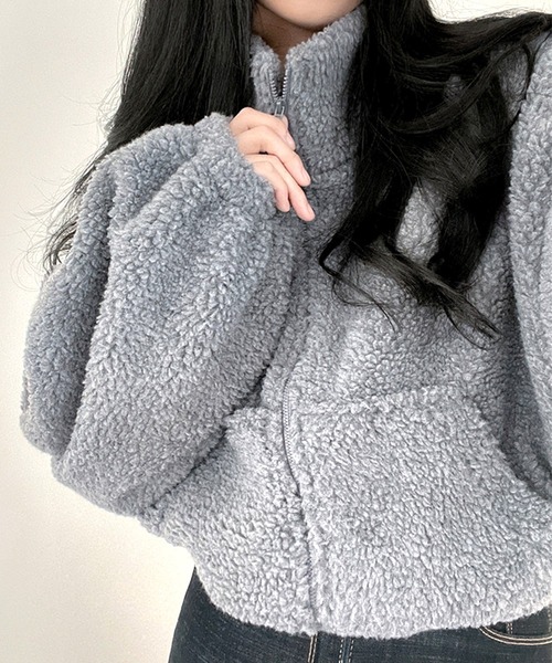 by LEGNA（バイレグナ）の「ふわもこボアショートジャケット（その他アウター・レディース・アイボリー/グレー/ネイビー・MEDIUM/LARGE/X-LARGE）」の7枚目の写真