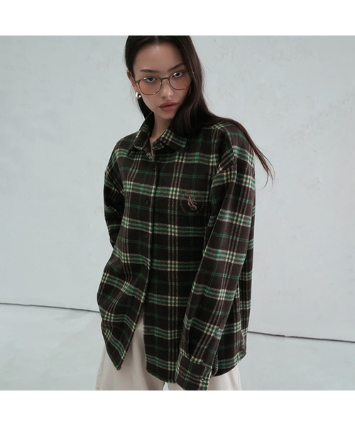 Vivacious(ビバシャス)の「Hiver Check Shirt_3Colors(シャツ/ブラウス・レディース・ベージュ/ブルー/ブラウン・SMALL/MEDIUM)」の2枚目の写真