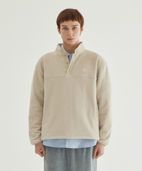 セール】ウォームオンフリースハーフジップスウェットベージュ