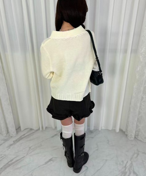mebole(メボレ)の「Lace Collar Knit Sweater(ニット/セーター・レディース・ダークグレー/アイボリー/グレー・FREE)」の18枚目の写真