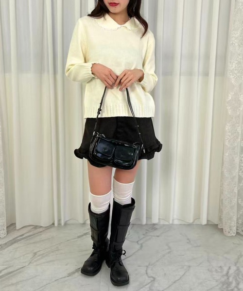 mebole(メボレ)の「Lace Collar Knit Sweater(ニット/セーター・レディース・ダークグレー/アイボリー/グレー・FREE)」の14枚目の写真