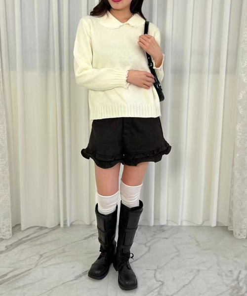 mebole(メボレ)の「Lace Collar Knit Sweater(ニット/セーター・レディース・ダークグレー/アイボリー/グレー・FREE)」の13枚目の写真
