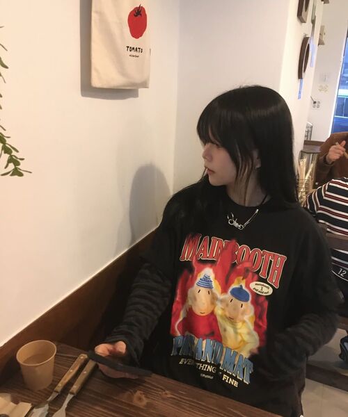 MAINBOOTH（メインブース）の「[パトワマット] バーニングTシャツ(ブラック)（Tシャツ/カットソー・レディース・その他・2/3）」の10枚目の写真