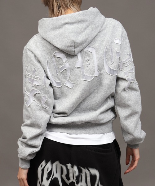 SEQUENZ(シークエンズ)の「【SEQUENZ/シークエンズ】SEE-THROUGH LOGO HOODIE(パーカー・メンズ・ブラウン/ネイビー/杢グレー/ブラック・S/M/L)」の3枚目の写真