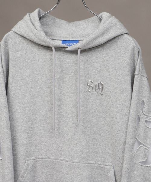 SEQUENZ(シークエンズ)の「【SEQUENZ/シークエンズ】SEE-THROUGH LOGO HOODIE(パーカー・メンズ・ブラウン/ネイビー/杢グレー/ブラック・S/M/L)」の7枚目の写真