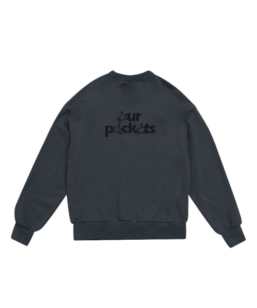 OURPOCKETS（アワーポケッツ）の「アワーポケットシグネチャーロゴスウェットマンツーマン（ダークグレー）（スウェット・レディース・チャコール・MEDIUM/X-LARGE）」の2枚目の写真