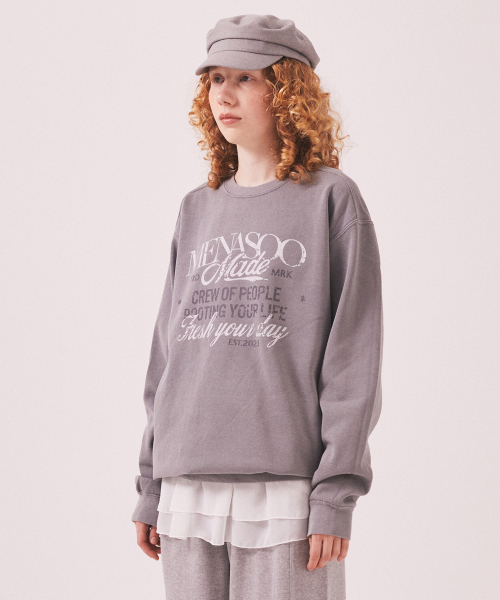 MENASOO(ミナス)の「Menasoo Pigment Oversized Sweatshirt_Gray(スウェット・レディース・ライトグレー・SMALL/MEDIUM)」の2枚目の写真